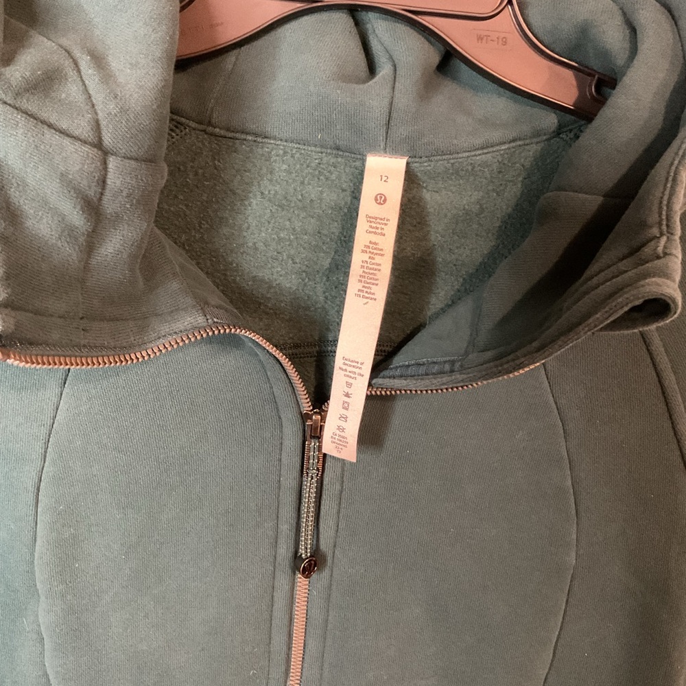 Lululemon scuba full zip Heathered desert teal size 12 - Picture 2 of 5